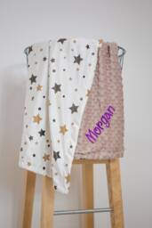 Personalized Minky Baby Blanket, Little Star Newborn Gift - thumbnail 1
