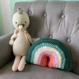 Crochet Rainbow Pillow - Enchanted Forest Cushion Stuffy Stuffie Toy - thumbnail 2