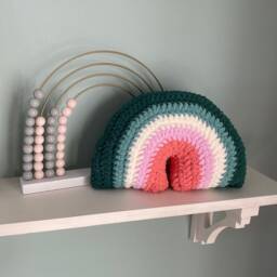 Crochet Rainbow Pillow - Enchanted Forest Cushion Stuffy Stuffie Toy - thumbnail 4