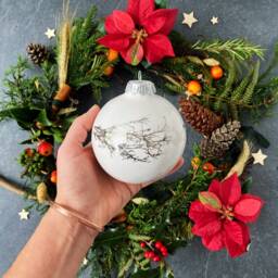 Christams Bauble With Winter Twig in Black, Gold Or Silver - thumbnail 3