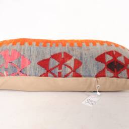 "Kilim Pillow, Wool Kilim Cousin From Anatolia, 30x60 cm, 12""x24" - thumbnail 3