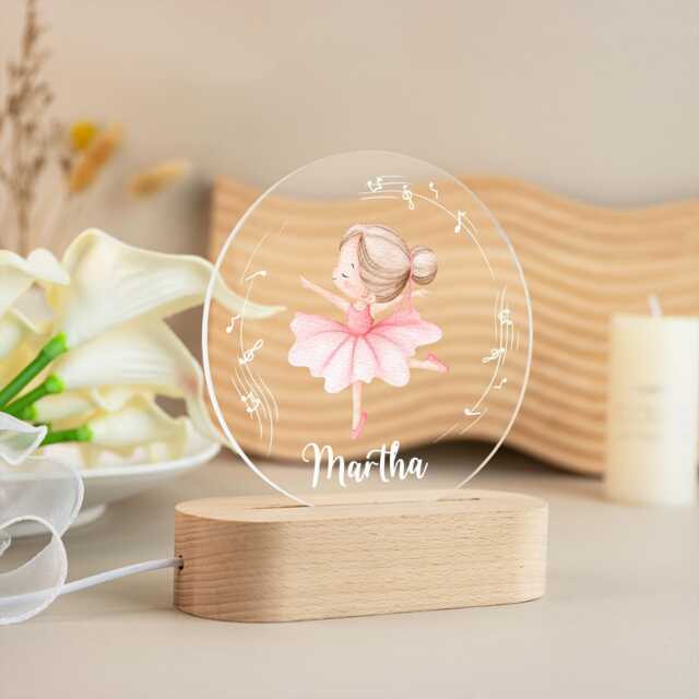 Ballet Girl Night Light Personalized Nursery Lamp, Gift For Ballerina - image 1