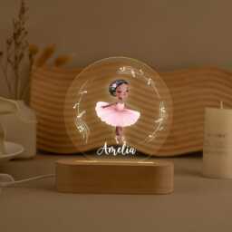 Ballet Girl Night Light Personalized Nursery Lamp, Gift For Ballerina - thumbnail 2