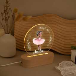 Ballet Girl Night Light Personalized Nursery Lamp, Gift For Ballerina - thumbnail 3