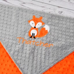 Fox Baby Blanket-Personalized Woodland Minky Baby Blanket-Fox Blanket-Monogrammed Blanket-Boy Girl Blanket - thumbnail 3