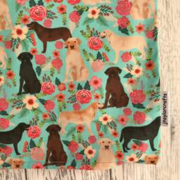 Labrador Dog Print Cushion Cover With Turquoise & Pink Floral Design - Home Decor, Home & Living, Decorative Pillow Cover. 38x38cms - thumbnail 3