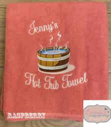 Embroidered Hot Tub Towel, Custom Name, Cotton Towel - thumbnail 1