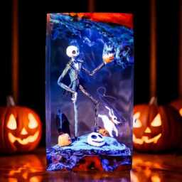 New Halloween Skeleton King Resin Lamp - Spooky Pumpkin Spirit Night Light - Handmade Gothic Led Diorama Creepy Cute Horror Decor - thumbnail 3