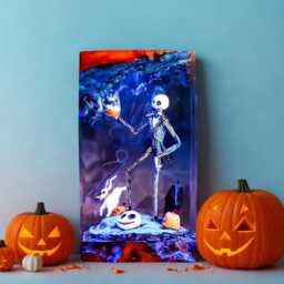 New Halloween Skeleton King Resin Lamp - Spooky Pumpkin Spirit Night Light - Handmade Gothic Led Diorama Creepy Cute Horror Decor - thumbnail 2