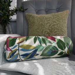 "Floral Leaf Design Cushion, Decorative Cushion Bolster 16"" X 6" - thumbnail 1