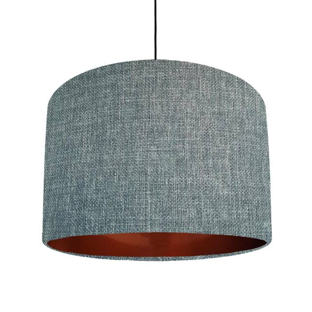 Textured Duck Egg Blue Lampshade With Copper Lining - image 1