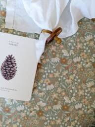 Floral Fitted Crib Sheet - Peach Sage Baby Bedding Mini Handmade Nursery Shower Gift Woven Cotton - thumbnail 1