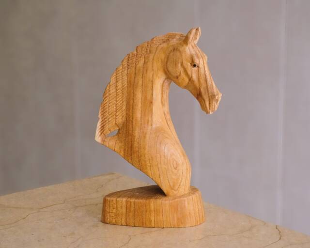 Wooden Horse Head Sculpture, Wood Carving, Hand Carved Statue, Animal Lover, Figurine, Unique Decor, Boyfriend Gifts, Gift For Father - image 1