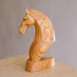 Wooden Horse Head Sculpture, Wood Carving, Hand Carved Statue, Animal Lover, Figurine, Unique Decor, Boyfriend Gifts, Gift For Father - thumbnail 3