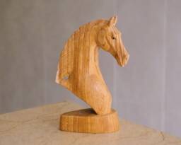 Wooden Horse Head Sculpture, Wood Carving, Hand Carved Statue, Animal Lover, Figurine, Unique Decor, Boyfriend Gifts, Gift For Father - thumbnail 1