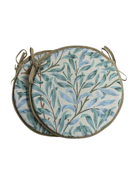 "Set Of 2 William Morris - Willow Bough Seaspray Tapestry Bistro/Round/Garden/Kitchen/Patio Seat Pads Available in 3 Sizes 12"" 14"" 16" - image 1
