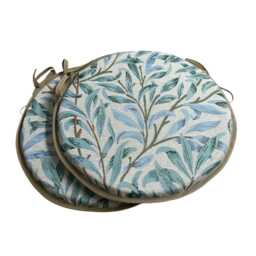 "Set Of 2 William Morris - Willow Bough Seaspray Tapestry Bistro/Round/Garden/Kitchen/Patio Seat Pads Available in 3 Sizes 12"" 14"" 16" - thumbnail 2
