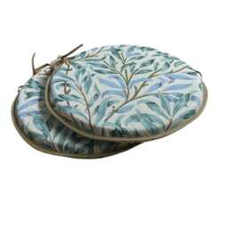 "Set Of 2 William Morris - Willow Bough Seaspray Tapestry Bistro/Round/Garden/Kitchen/Patio Seat Pads Available in 3 Sizes 12"" 14"" 16" - thumbnail 3