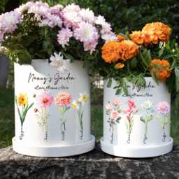 Personalized Grandma's Garden Plant Pot, Birth Month Flower Grandmas Garden, Gift For Mom, Birthday Gift???gift For Christmas - thumbnail 3