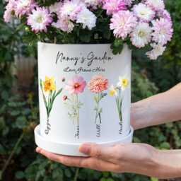 Personalized Grandma's Garden Plant Pot, Birth Month Flower Grandmas Garden, Gift For Mom, Birthday Gift???gift For Christmas - thumbnail 2