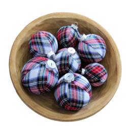 Plaid Fabric Christmas Ornaments Shatterproof Tree Decor - thumbnail 4
