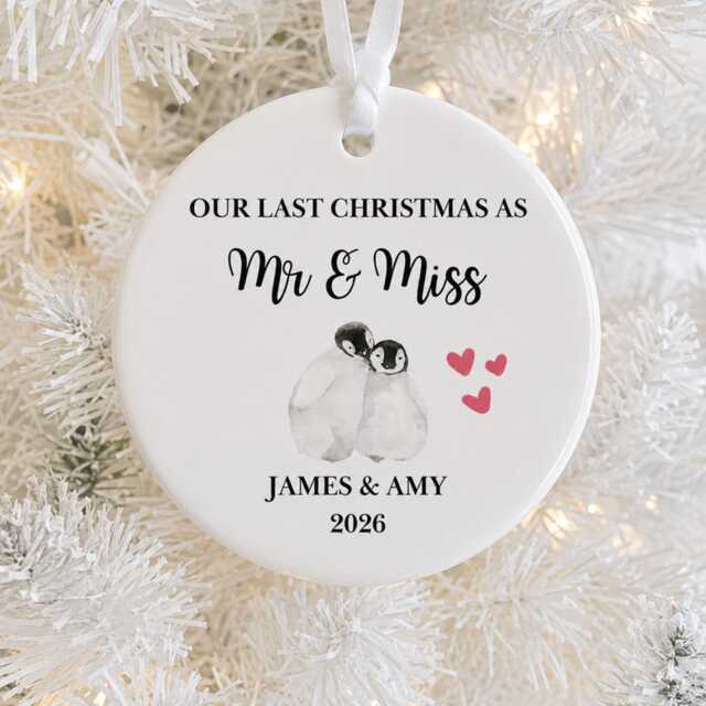 Last Christmas As Mr & Miss, Engaged Couple Gifts, Fianc?? Ornament, Bauble For Couples - image 1