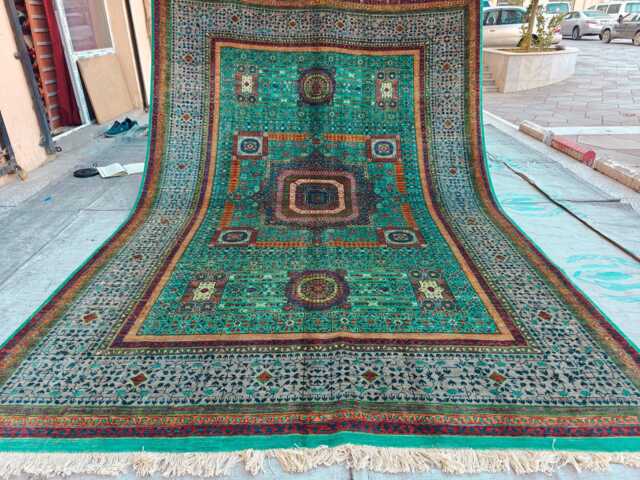 Handmade Aqua Green Wool Rug 7x10 Afghan Mamluk Chobi Design - image 1