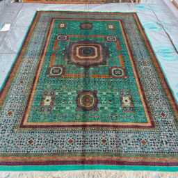 Handmade Aqua Green Wool Rug 7x10 Afghan Mamluk Chobi Design - thumbnail 2