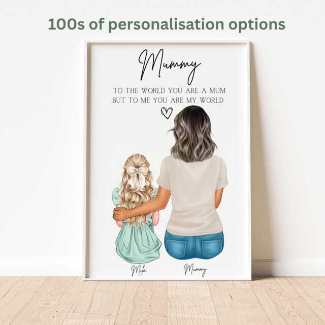 Personalised Gift For Mum, Mum Print, & Children Daughter Gift, Birthday Mummy Mothers Day - image 1