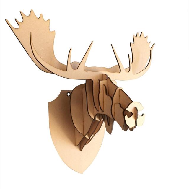 Large/ Small Wooden Moose Head 3D Wall Art Home Decor - Laser Cut Animal Trophy - image 1
