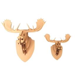 Large/ Small Wooden Moose Head 3D Wall Art Home Decor - Laser Cut Animal Trophy - thumbnail 3