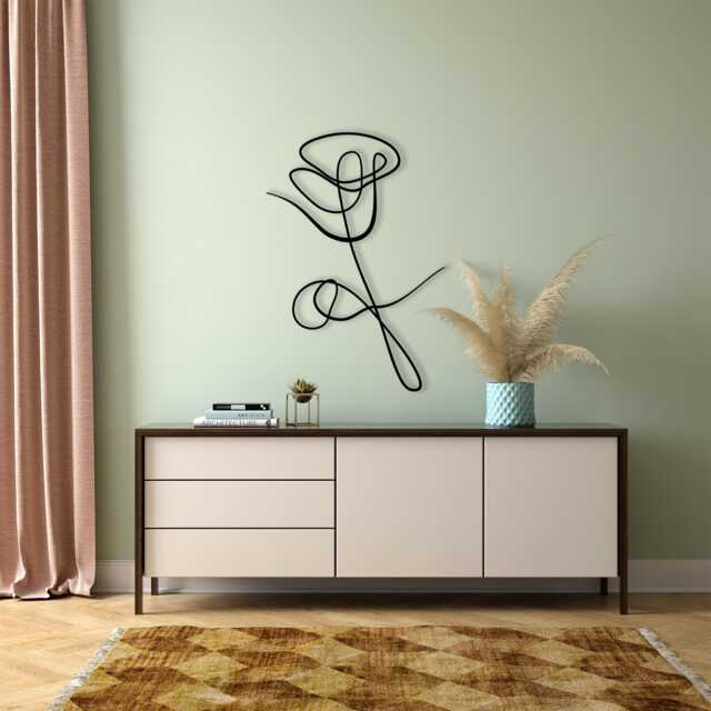 Minimalist Rose Metal Wall Art, Modern Boho Home Decor - image 1