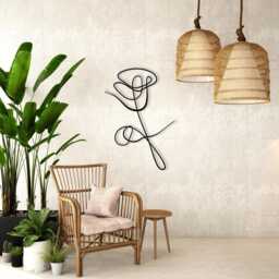 Minimalist Rose Metal Wall Art, Modern Boho Home Decor - thumbnail 2