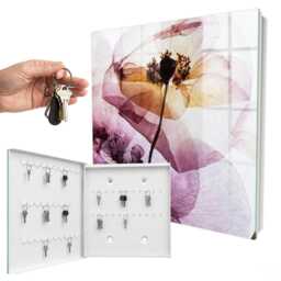 Floral Elegance Key Cabinet For Home, Purple Industrial Box, Painterly Flowers & Plants, Nature Lovers - thumbnail 2