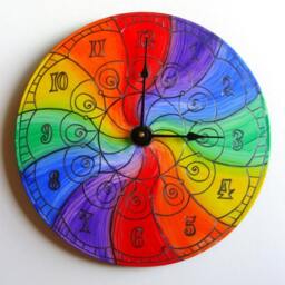 Color Wheel Mandala Record Clock - Trippy Psychedelic Rainbow Home Decor Hand Painted Geometric Design Lgbtq Pride Marriage Equality - thumbnail 3