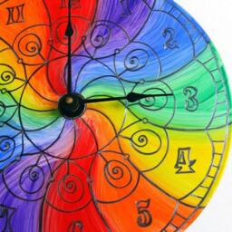Color Wheel Mandala Record Clock - Trippy Psychedelic Rainbow Home Decor Hand Painted Geometric Design Lgbtq Pride Marriage Equality - thumbnail 2