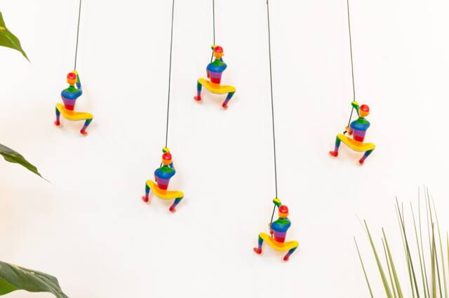 5 Piece Climbing Sculpture Wall Art Gift For Home Decor Interior Design Rock Climber Man Contemporary Artwork Resin Pride Rainbow - image 1