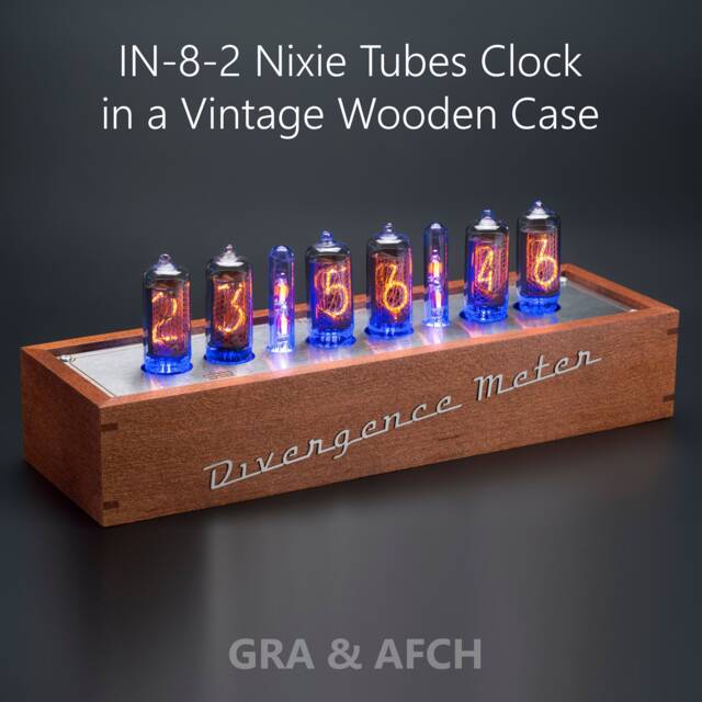 Nixie Tube Clock In-8-2 in Wooden Case [Rgb, Usb, Musical, Temp. Sensor] For Boyfriend, Husband, Vintage, Glowing Clock, Gift, Steampunk - image 1