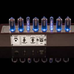 Nixie Tube Clock In-8-2 in Wooden Case [Rgb, Usb, Musical, Temp. Sensor] For Boyfriend, Husband, Vintage, Glowing Clock, Gift, Steampunk - thumbnail 4