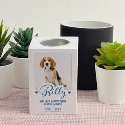 Paw Print On Our Heart Pet Memorial Tea Light Candle Holder Personalised Picture - thumbnail 2