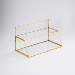 Pen Holder Makeup Jewelry Organizer Box Accessories Gold Brass Glass Wedding Keepsake Geometric Reception 12x7x6 - thumbnail 4