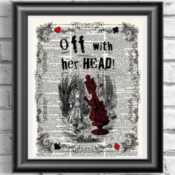 Alice in Wonderland Print, Red Queen Quote, Vintage Dictionary Art - thumbnail 2