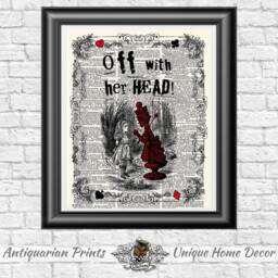Alice in Wonderland Print, Red Queen Quote, Vintage Dictionary Art - thumbnail 1