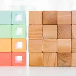 Silicone & Maple Wood Building Blocks - Toddler Stacking Toy - thumbnail 2