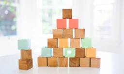 Silicone & Maple Wood Building Blocks - Toddler Stacking Toy - thumbnail 1