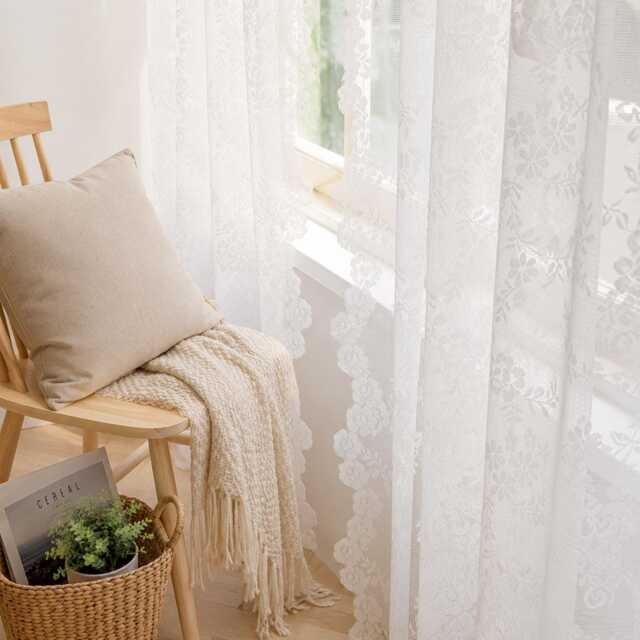Embroidery White Lace Flower Voile Custom Curtain Made To Measure Sheer - image 1
