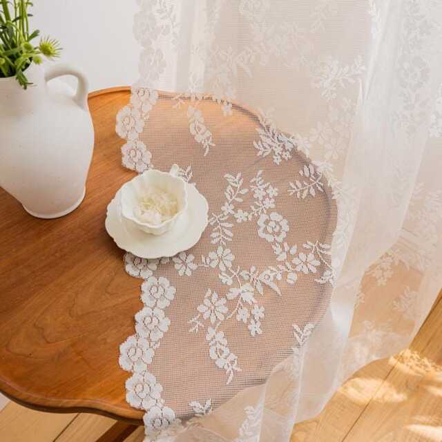 Embroidery White Lace Flower Voile Custom Curtain Made To Measure Sheer - image 1