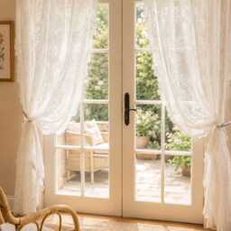 Embroidery White Lace Flower Voile Custom Curtain Made To Measure Sheer - thumbnail 2