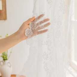 Embroidery White Lace Flower Voile Custom Curtain Made To Measure Sheer - thumbnail 3
