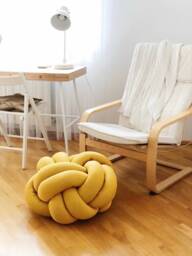 Foot Stool Sitting Pouf Knot Pouf Ottoman Round Floor Cushion Chair Modern Eclectic Floor Knotted Furniture Knotted Footstool Custom - thumbnail 1